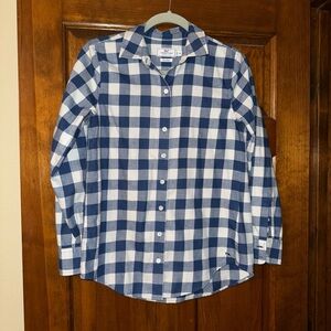 Vineyard Vines Performance Button Down Relaxed Blouse Size 00 Indigo check